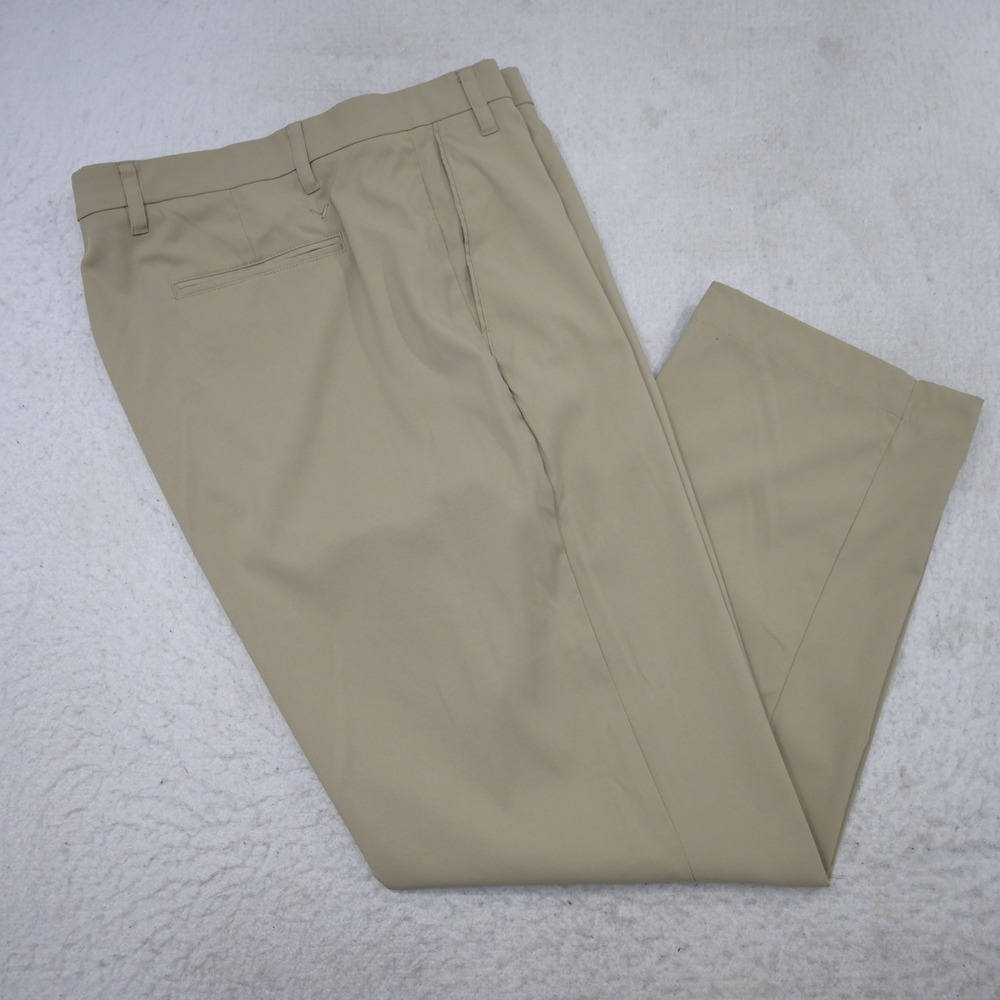 Callaway Golf Pants Mens 42x30 Tan Khaki Performance Flat Front Logo